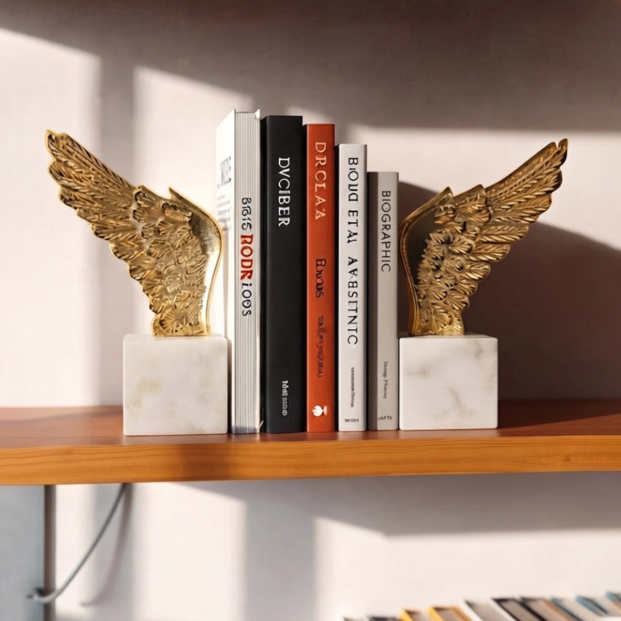 Marble Wing Pair Bookends