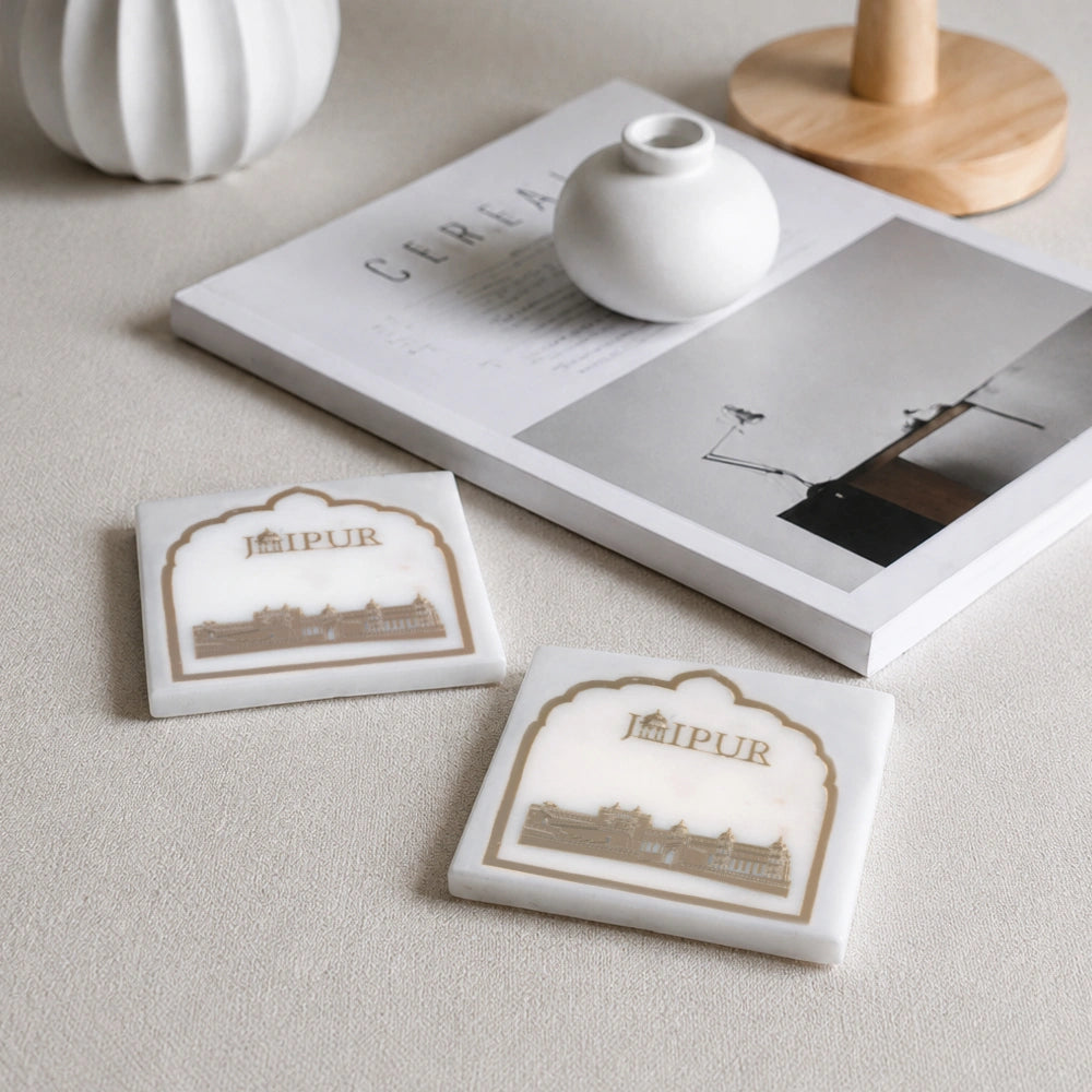 Jaipur Marble Coaster Set ( Amer )