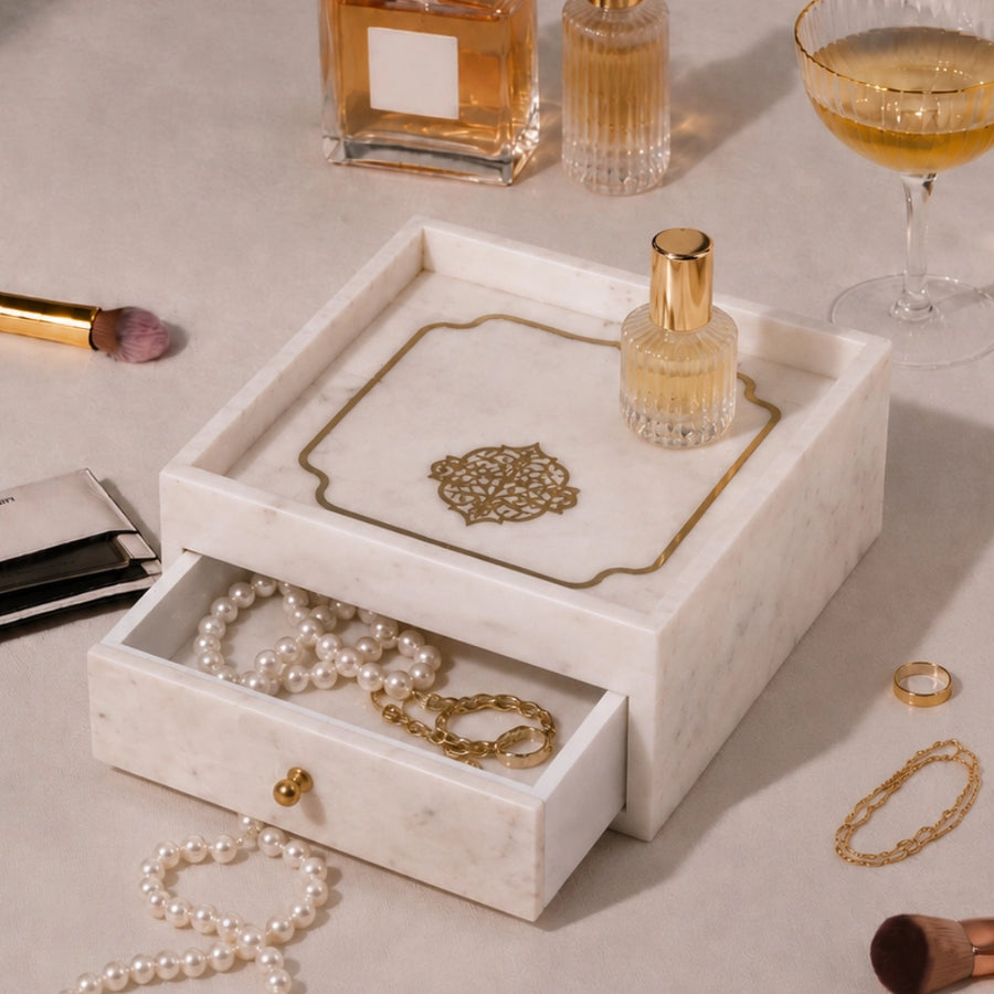 Shubhra Manjusha : Marble Vanity Box White