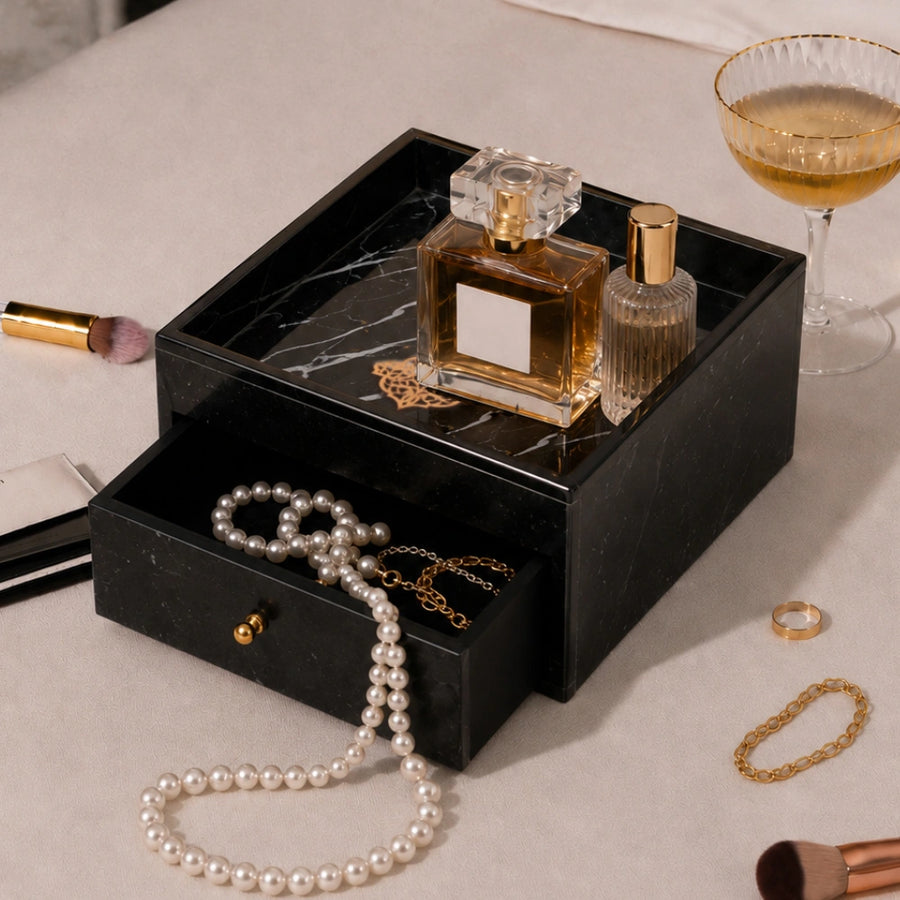 Krishna Manjusha : Marble Vanity Box Black
