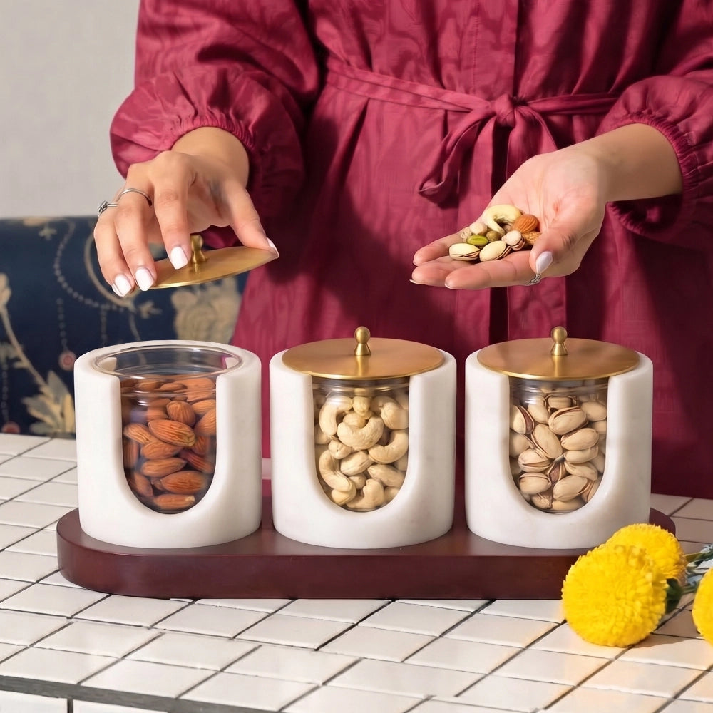Marble Snack Jar Set