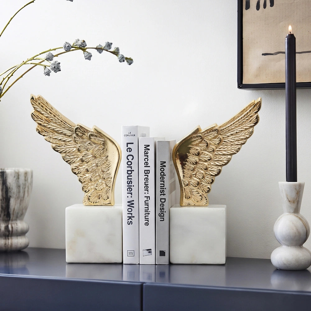 Marble Wing Pair Bookends