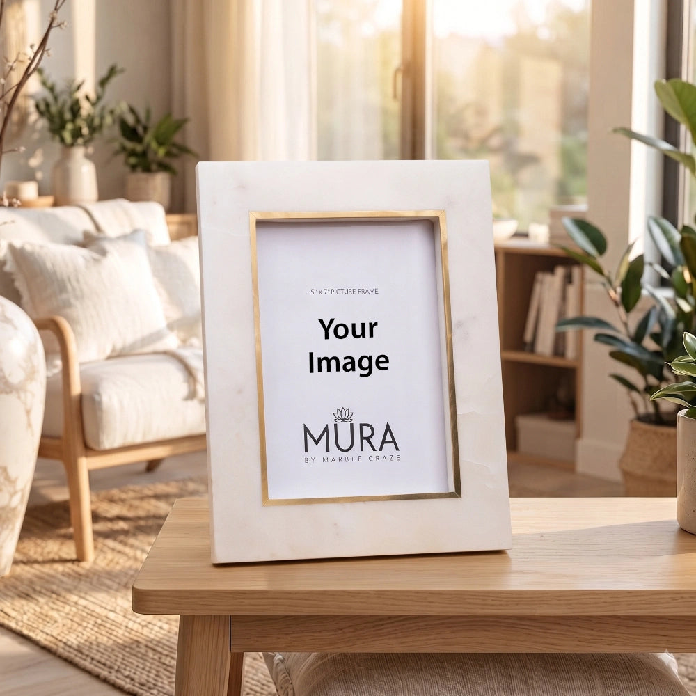 White Marble Gold Frame