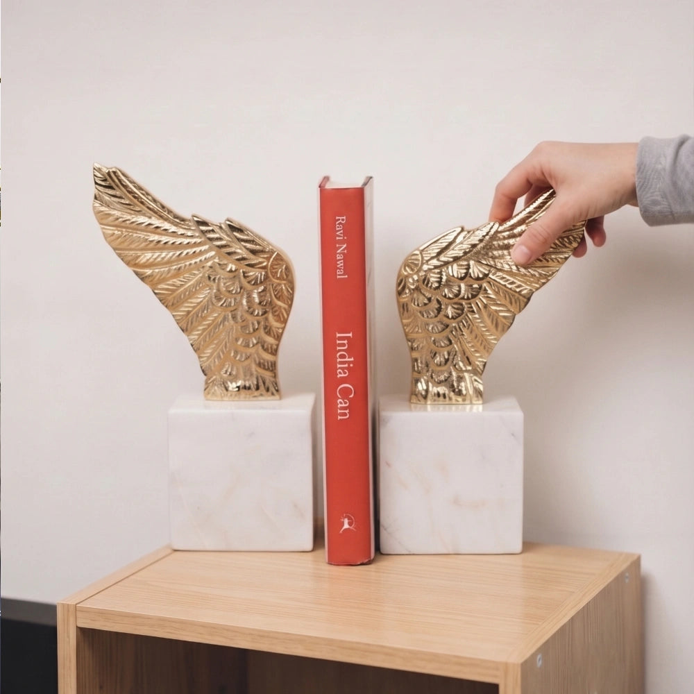 Marble Wing Pair Bookends