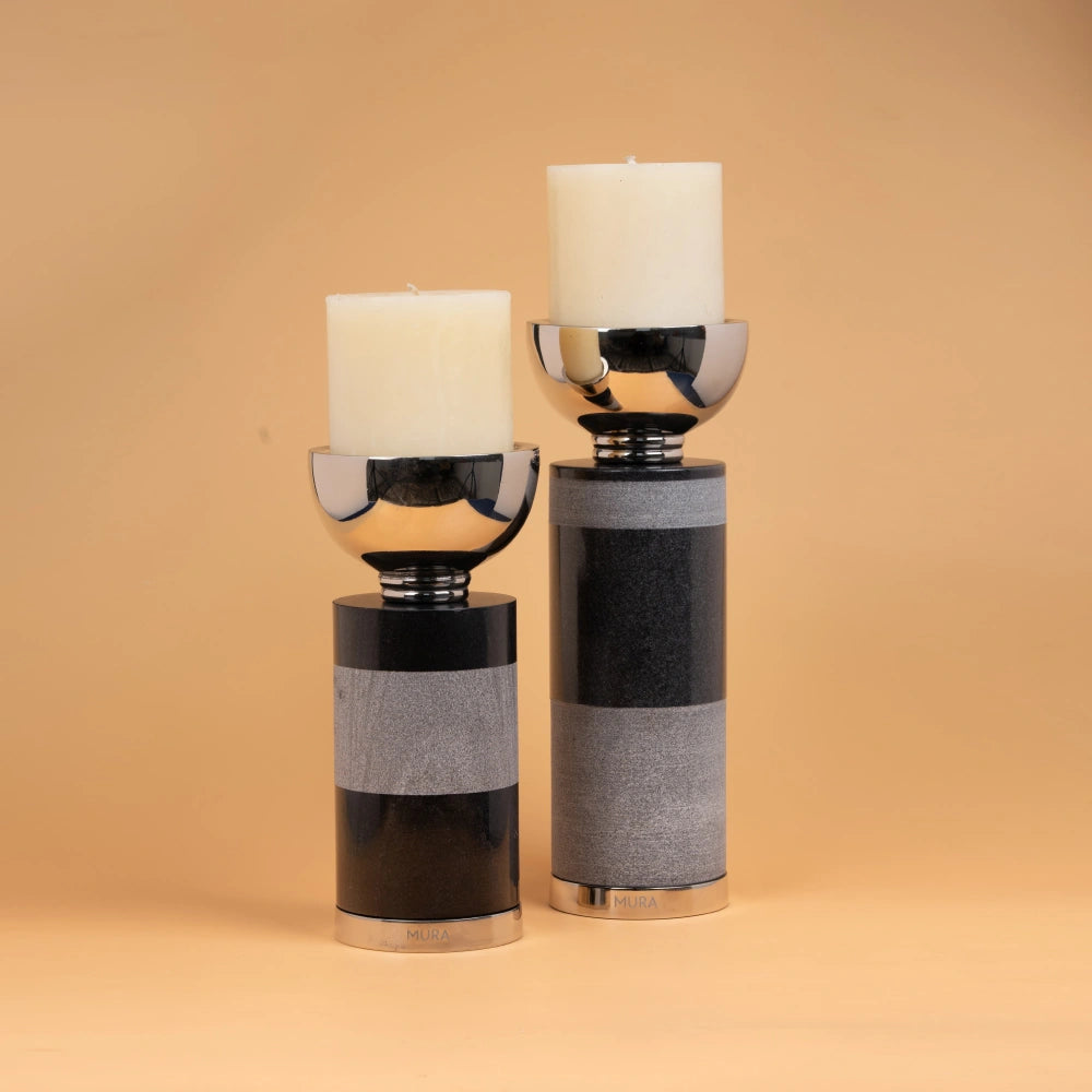 Marble Candle Holder Duo