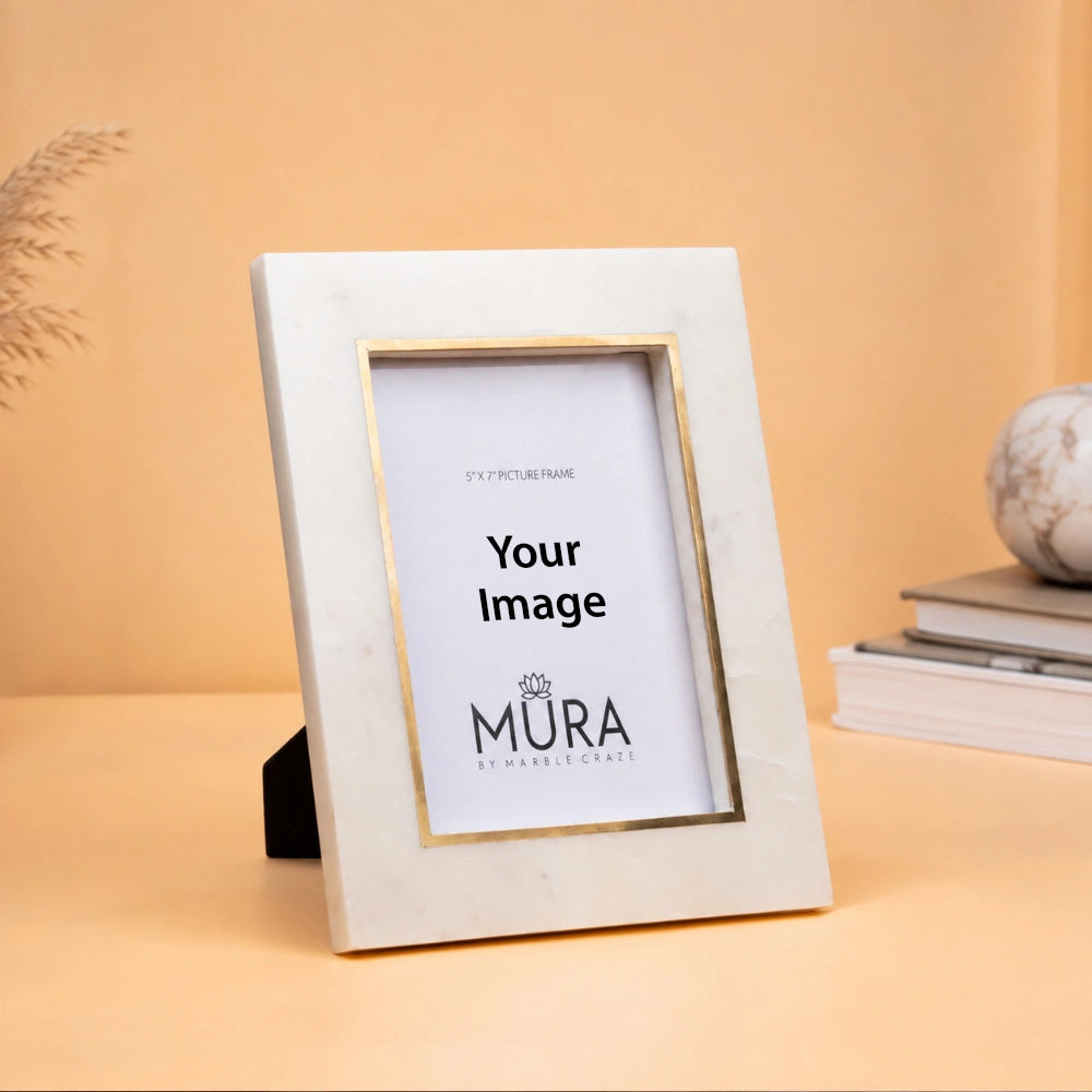 White Marble Gold Frame