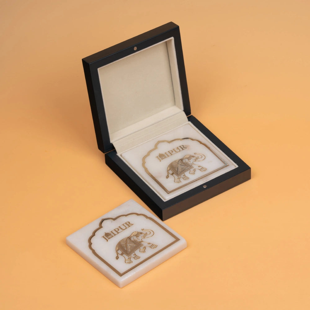 Jaipur Marble Coaster Set ( Elephant )