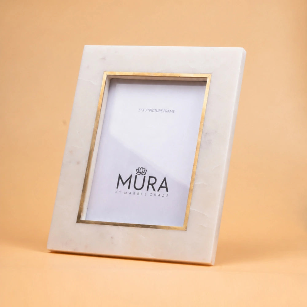 White Marble Gold Frame