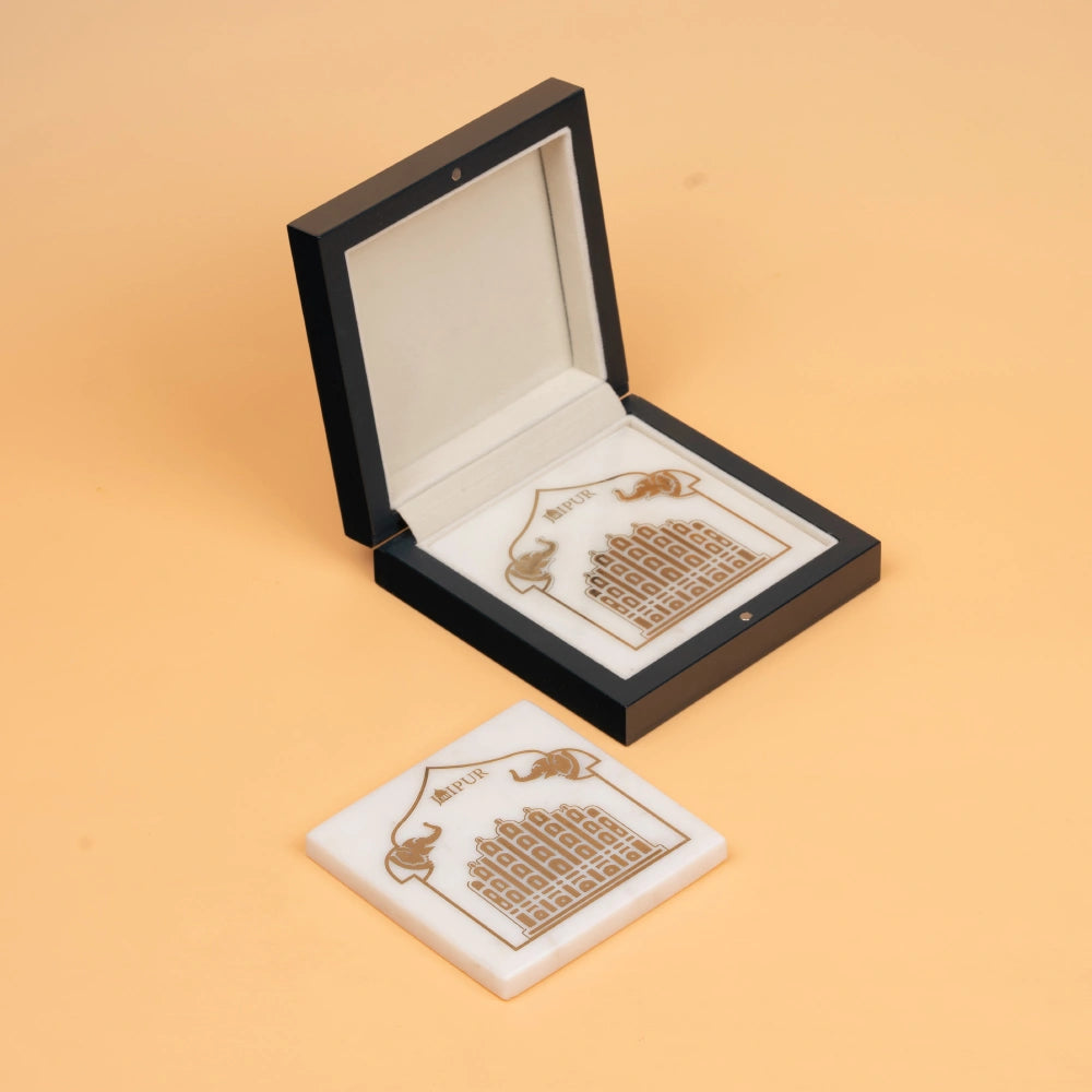 Jaipur Marble Coaster Set ( Hawa Mahal )