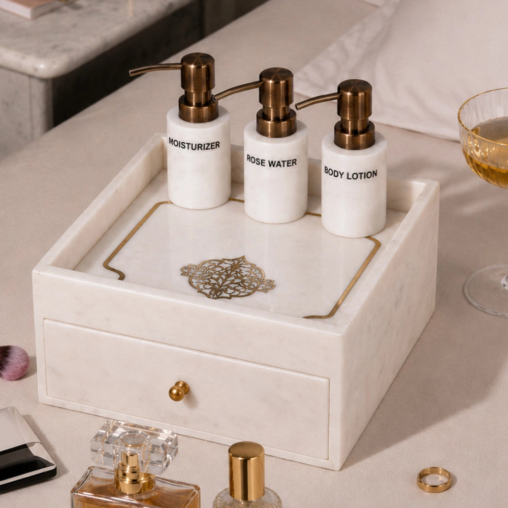Shubhra Manjusha : Marble Vanity Box White